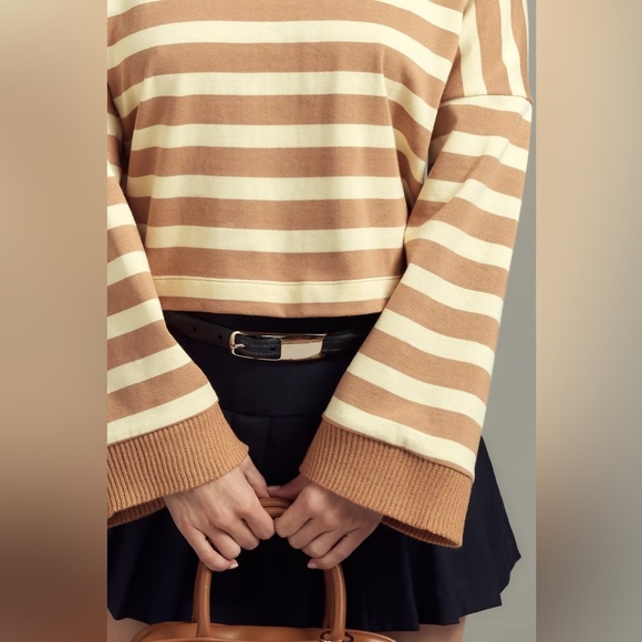 Anthropologie Maeve Cotton Boxy Oversized V-Neck Top sweater ribbed pullover - Picture 3 of 12